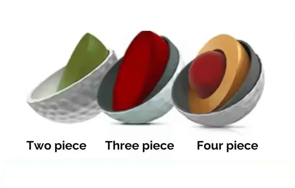 types of golf balls two three four piece interior